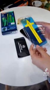 Kính Cường Lực Full Màn và Tự Dán Blue Arrow Che Bụi cho iPhone 17 air 16 15 14 13 12 11 Pro Max