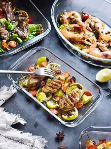 High Borosilicate Glass Dish for Microwave and Oven Baking Steaming Rectangular