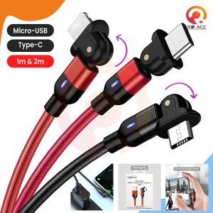 [RO ACC] NANVAN NVN-KD61 KABEL DATA CHARGER MICRO USB / TYPE TIPE C ROTATE L GAMING FAST CHARGING PREMIUM QUALITY