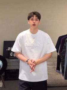 Heavyweight Embroidered Mens T-Shirt Loose Fit Short Sleeve Spring Summer Cool Couple Clothes round Neck Cotton Polyester Blend