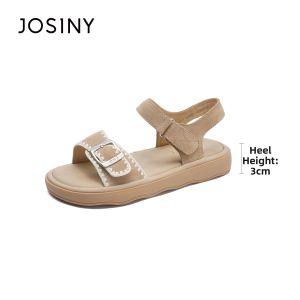 Josiny | Thick Sole Comfortable Casual Leather Slip-On Sandals for Women
