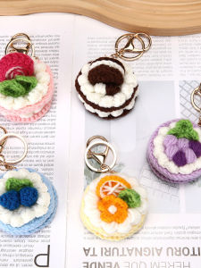 Handmade Cake Keychain Fruit Dessert Sweet Treat Best Friend Autumn Winter Small Hanging Ornament Pure Wool Yarn Hooked Design