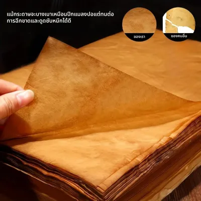 กระดาษเขียนลายเส้นสไตล์โบราณลายปีกจักจั่น 20/50/100 แผ่น - กระดาษทำมือกึ่งโปร่งแสงแบบแผ่นเดี่ยว พร้อมสีจากพืชแบบวินเทจ