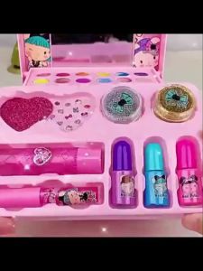 Mainan Make Up Set dengan Koper Mainan Kosmetik Anak Cat kuku Lipstik Eye Shadow 38PCS