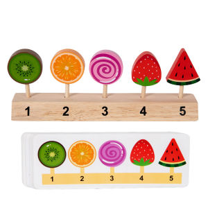 Wooden Popsicle And Lollipop Number Matching Game - Includes Challenge Cards Kids Pattern Matching And Fine Motor Skills