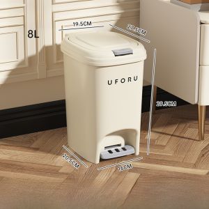 Large Size Pedal Operated Trash Can for Living Room Kitchen Compost with Lid Family Household Plastic Garbage Can Waste Bin