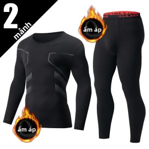 Bộ Đồ Tập Thể Thao Nam 2 Món Áo Thể Thao Cổ Tròn Chất Liệu Polyester Mềm Mại Giữ Ấm Thích Hợp Cho Mùa Thu Đông.