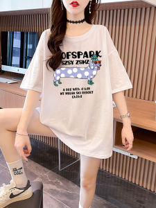 เสื้อยืดแขนสั้นผ้าฝ้ายแท้สีขาวสำหรับผู้หญิง ฤดูร้อน 2024 ดีไซน์การ์ตูนใหม่ ดีไซน์เรียบง่าย สไตล์ลำลอง เสื้อตัวบน