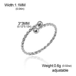 Cazador Adjustable Beads Twisted Rope Thin Rings for Women Stainless Steel Kpop Jewelry Gold Plated Open Finger Rings 2025 Trend