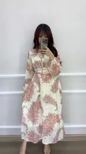 SV 6787 - Flofere Midi Dress | Silvervogue | Gaun Chiffon Pakaian Kasual Wanita