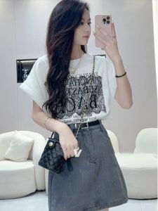 Fashionable Euro Style Womens Summer Outfit Chic Denim Pencil Skirt and Top Set High Quality Two-Piece Suit for 18-25 Years