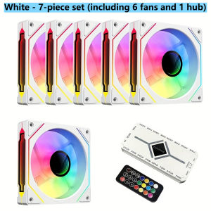 7-Piece Bundle: Prism 4PRO 12CM PC Case Fans & Dual 9-Port Fan Hub ARGB Sync PWM Intelligent Temp Control Silent Operation