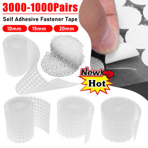 3000-1000 Pairs Sticky Dots 10/15/20mm Self Adhesive Hook and Loop Fastener Tape Dots Nylon Strong Glue Round Coin Tape Sticker