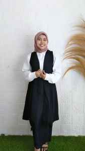 Outer Cardigan Vest Blazer Tunik Tanpa Lengan Wanita Polos 720 Hitam Tebal