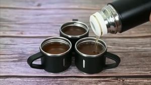 Vc Flask - Coffee Travel Mug with 3 Steel Cups Combo for Hot and Cold Drink 500ml