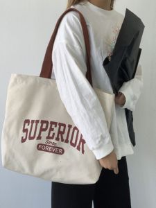 Fashionable Canvas Tote Bag for Women Large Capacity Zipper Closure Shoulder Carry Ideal for Work Commute and School