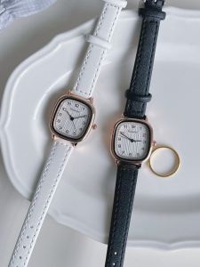 Fashionable Quartz Womens Watch Simple Square Leather Strap Digital Scale Student Timepiece High Accuracy Waterproof Wristwatch