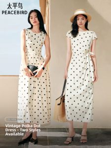 PEACEBIRD | Dotted Muse French Audrey Hepburn Summer Maxi Dress High-Quality