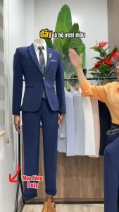 Bộ vest nam xanh than tặng kèm cavat bộ vest chú rểvest nam công sởbộ comle nam chất vải đẹpK nhăn k xù