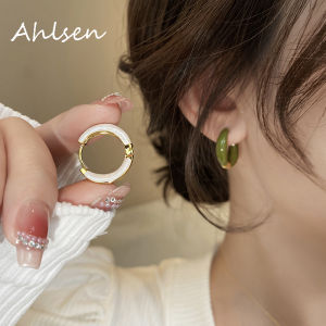 Pháp lãng mạn đầy màu sắc Retro chảy tráng men tròn khuyên tai tròn cho phụ nữ thời trang trang sức đơn giản bên phụ kiện tinh tế