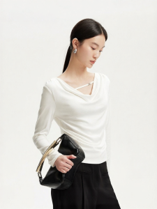 Vero Moda | Autumn New Design Letter Beaded Trim Stitching Flutter Hem T-Shirt
