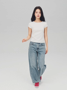 Giordano Korea Collection Womens Tie-Back Cut-Out Short Sleeve Tee 05326562