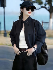 Fashionable Short Style Windbreaker Coat for Petite Women Autumn and Spring Wear