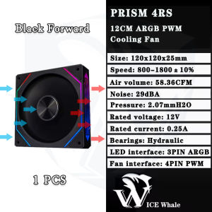 ICE Whale Prism 4RS ARGB PC Case Fan 120mm Infinity Mirror Design Motherboard Lighting Sync 4PIN PWM CPU Cooler Fan ventilador