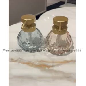 Dispenser Sabun Cuci Tangan Disinfektan Bahan Kaca Kesan Gold Elegan Minimalis 347ml WEO IF4721