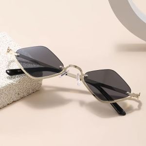 1 Pair of Womens Fashionable Glasses Diamond Shaped Metal Frame Half Frame Glasses Suitable for Street Photography