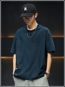 ROMON | Lormen Mens Ice Silk Short Sleeve T-Shirt Summer Fashion Casual Half Sleeve Print Youth Round Neck Top Urban Style Quick Dry Thin