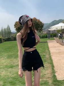 JEANS High-waist denim shorts womens summer thin 2025 new slim straight Shorts for Women