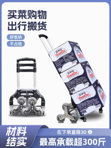 Portable Folding Hand-Pulled Shopping Cart Aluminum Alloy Vegetable Buying Goods Luggage Small Pull Rod Car Family Storage Tool