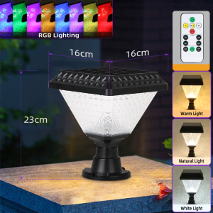 LED Solar Lights Outdoor Pillar Lights IP65 LED Garden Solar Light Remote Control Dimming RGB Sunlight Outdoor Solar Lights