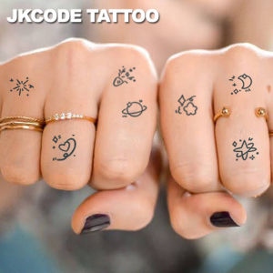 Mini Clouds & Stars， Heart Pattern， Waterproof Realistic Fake Tattoo Botanical Finger Tattoos Magic Tattoos Lasts 1-2 Weeks