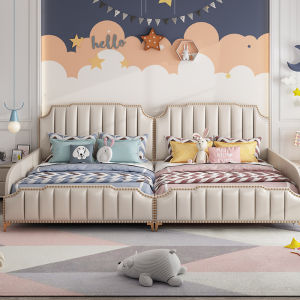 Second Child Boys Bed Solid Wood Childrens Bed Girls Princess Bed Single Bed Patchwork Fence with Fence Second Child Matching Bed