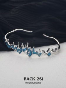 Blue Ice Drop Resin Bracelet Women Simple Fashion Elegant Sweet Cool Versatile Open Hand Jewelry Punk Style Alloy Silver Gold