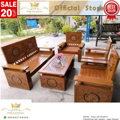 kursi jati ruang tamu 1 set minimalis