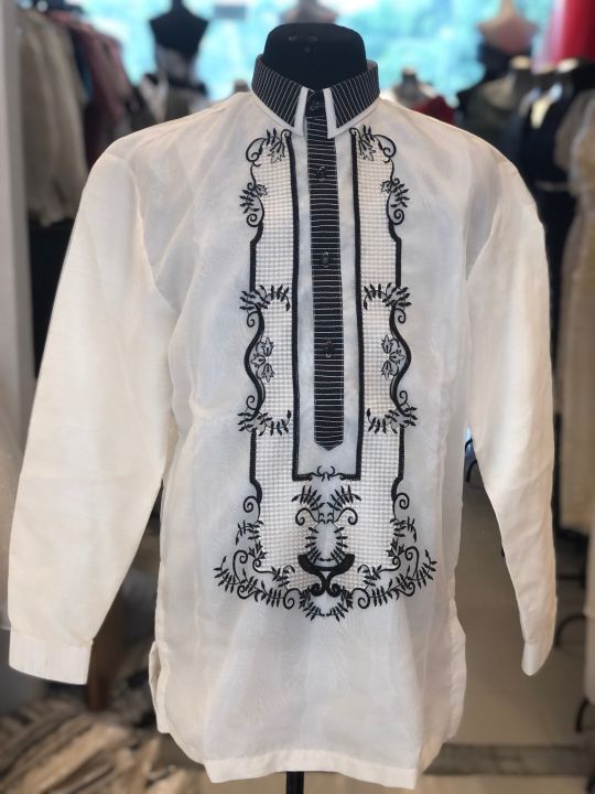 Black embroidery barong (father of the geoom, barong tagalog,sponsor's ...