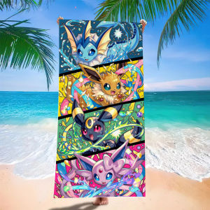Potdemiel | Pokemon Eeveelutions Beach Towel Vaporeon Jolteon Umbreon Espeon Quick-Dry Towel