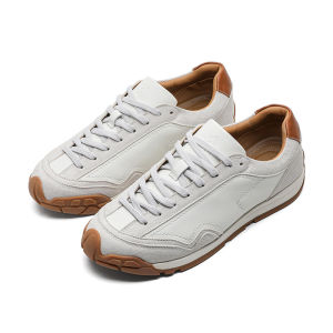 Spring 2025 New Retro Plain Bottom Couple Deqin Shoes Laced Casual Sports Versatile Trendy Board Shoes Ultrafine Fiber Leather