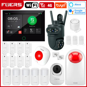 FUERS 7 Inch TFT Screen 4G WiFi Tuya Smart Home Security Alarm System G70 FSK Wireless Home Burglar Security Alarm System IP Cam