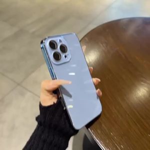 CHUANGYIWEI | Ốp Lưng Kính Cường Lực Chống Sốc Phong Cách Tối Giản Cảm Giác Mát Lạnh cho iPhone