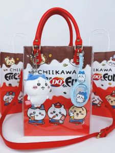 Chiikawa DQ Collaborative Transparent PVC Paper Bag Modified Milk Tea Bag DIY round Bucket Bag Single Shoulder Crossbody Handbag