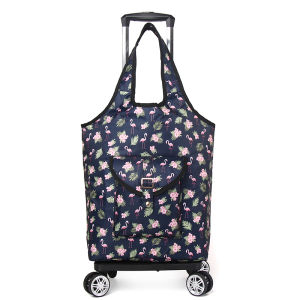 Lightweight Folding Shopping Cart with Universal Wheels Compact Hand-Pulled Kitchen Vegetable Buying Portable Picnic Bag