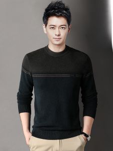 ROMON | Lormen Mens Knitted Sweater Thickened Round Neck Woolen Base Shirt Fashionable Winter Warm Casual Slim Fit Long Sleeve Top