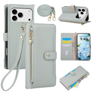 Crossbody Wrist Strap Leather Wallet Cards Slot Case for IPhone 17E 16E 18 Pro Max 17 16 15 Plus 14 13 12 11 Protective Cover