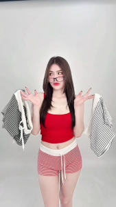 CHADA 👑 กางเกงขาสั้น 💥 ลายริ้วขอบขาว เอวยืด มีเชือกใช้งานได้ ผ้านุ่ม ใส่สบาย