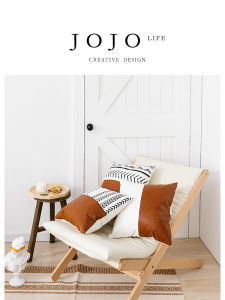 JOJOS L. Canvas Pillowcase Home Use Cotton Patchwork Cushion Cover Square Geometric Pattern Nordic Style Pillowcase