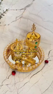 Mabkhara Bakar Dupa Mabkhara Satu Set Crystal Warna Emas Arabi Rumah dan Keagamaan